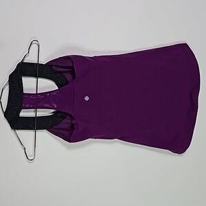 Lululemon purple and black size 4 scoop neck mesh halter tank top